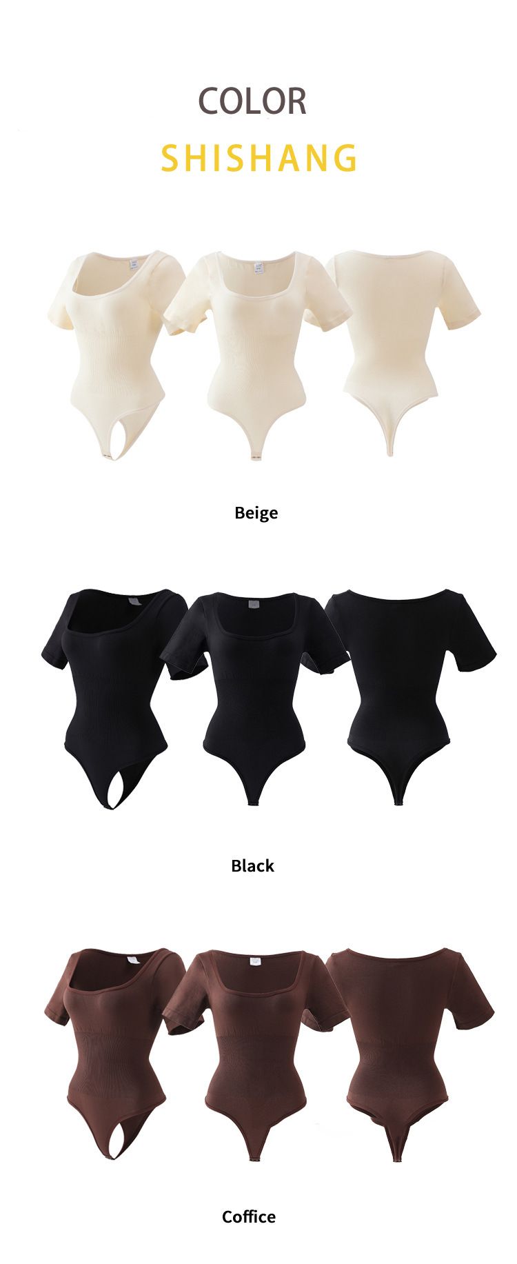 One-piece shapewear women's waistband open waist seamless short-sleeved thong shapewear underwear_voghion.com