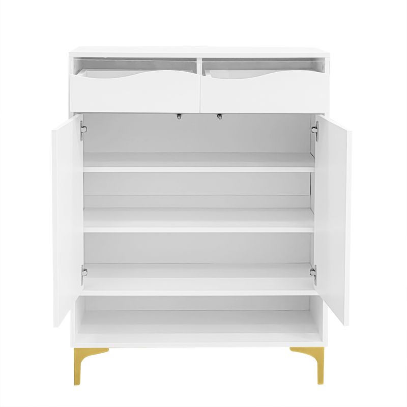 Meuble à chaussures blanc moderne avec éclairage LED 16 couleurs – Rangement gain de place pour couloir 80 x 35 x 105 cm avec tiroirs et étagères – Pour entrée, salon, couloir_voghion.com