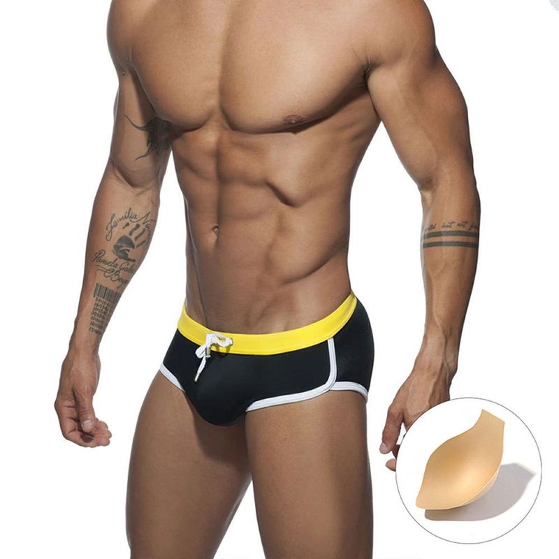 Maillot de bain sexy uni pour homme UXH avec bonnet, short de plage triangulaire tridimensionnel simple à séchage rapide_voghion.com