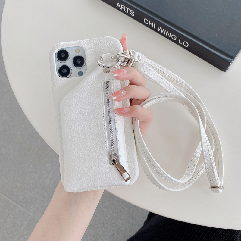 Mobile phone case purse card holder mobile phone case suitable for iPhone15 mobile phone case Apple 14pmax litchi pattern protective cover_voghion.com