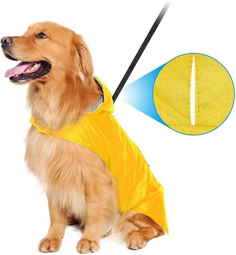Dog Raincoat With Hood, Ultralight And Ventilated Waterproof Dog Raincoat With Reflective Strips For Medium To Large Dogs(6XL, Yellow)_voghion.com