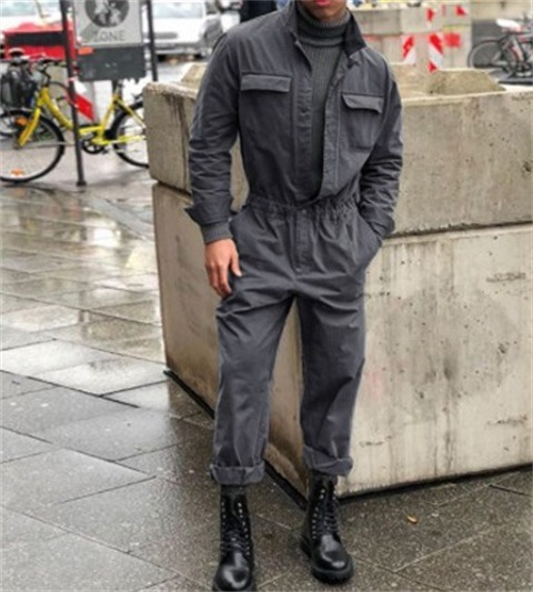 Winter neue lässige mode für männer einfarbig top lange ärmel + lose hosen stehkragen kleidung casual anzug_voghion.com