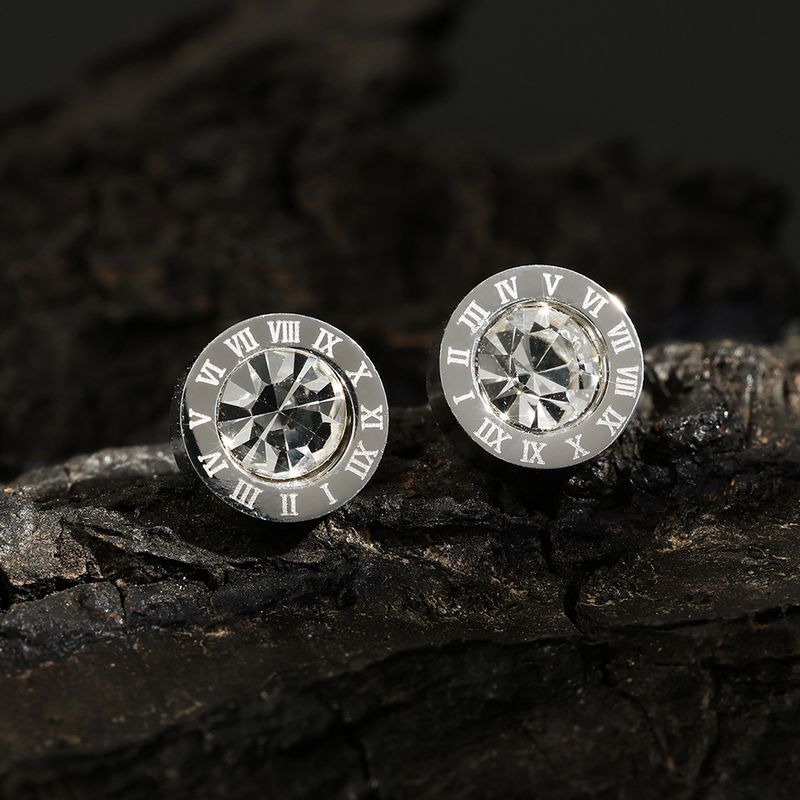Zircon Roman Numerals Earrings With Diamonds New Temperament Earrings Versatile High End Jewelry Female Earrings_voghion.com