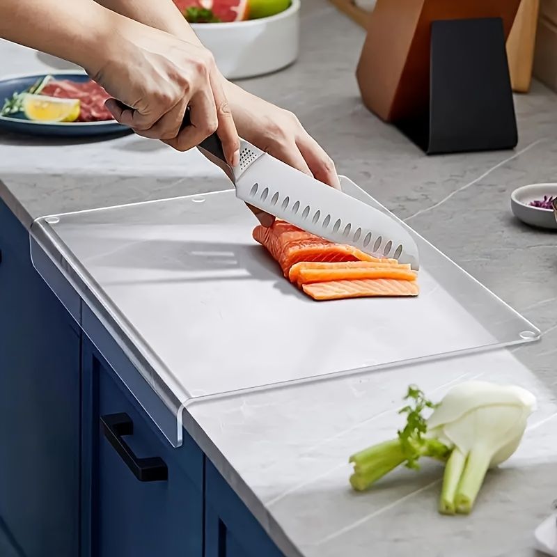 1pc Non-Slip Acrylic Cutting Board - Transparent, Durable Kitchen Countertop Protector For Fruits, Vegetables, And Cooked Food Prep_voghion.com