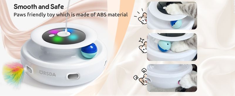 Juguete para gatos, interactivo electrónico automático con pluma de emboscada, mariposa revoloteando, bolas de seguimiento, pateador inteligente de ejercicio para interiores con batería recargable por USB._voghion.com