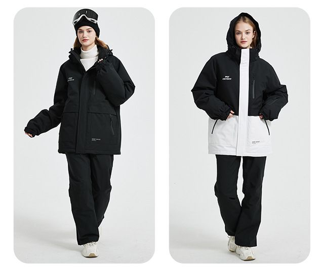 23 Korean Style Suit Set Unisex Windproof Waterproof Warm Couple Jacket Snowboard Ski Pants_voghion.com