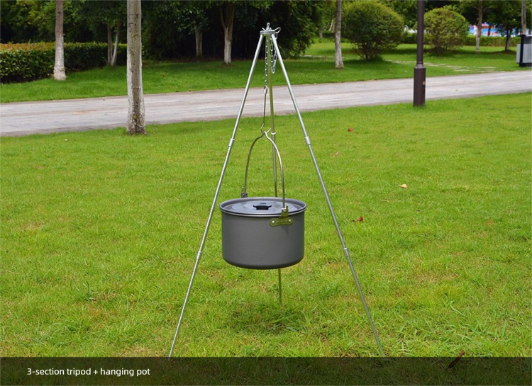 Set da campeggio per picnic all'aperto, singolo, in lega di alluminio, sospeso, per 5-8 persone, per cucinare in modo selvaggio, grande, pentola_voghion.com