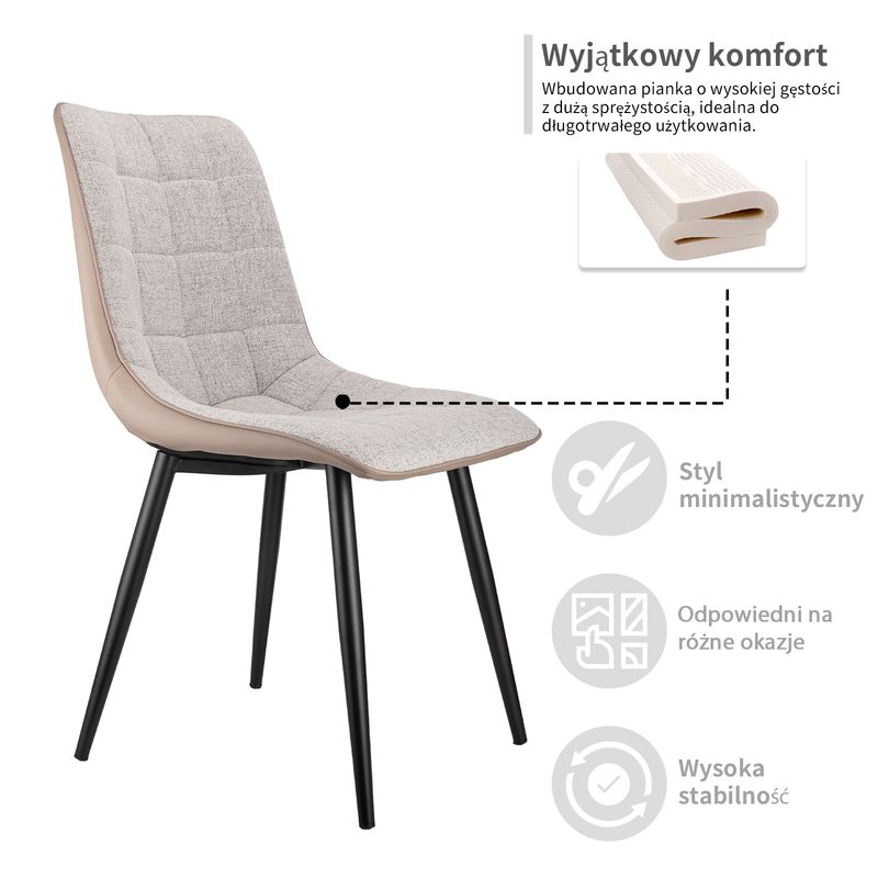 2er Set Esszimmerstühle Mit Leinenstoff, Metallgestell_voghion.com