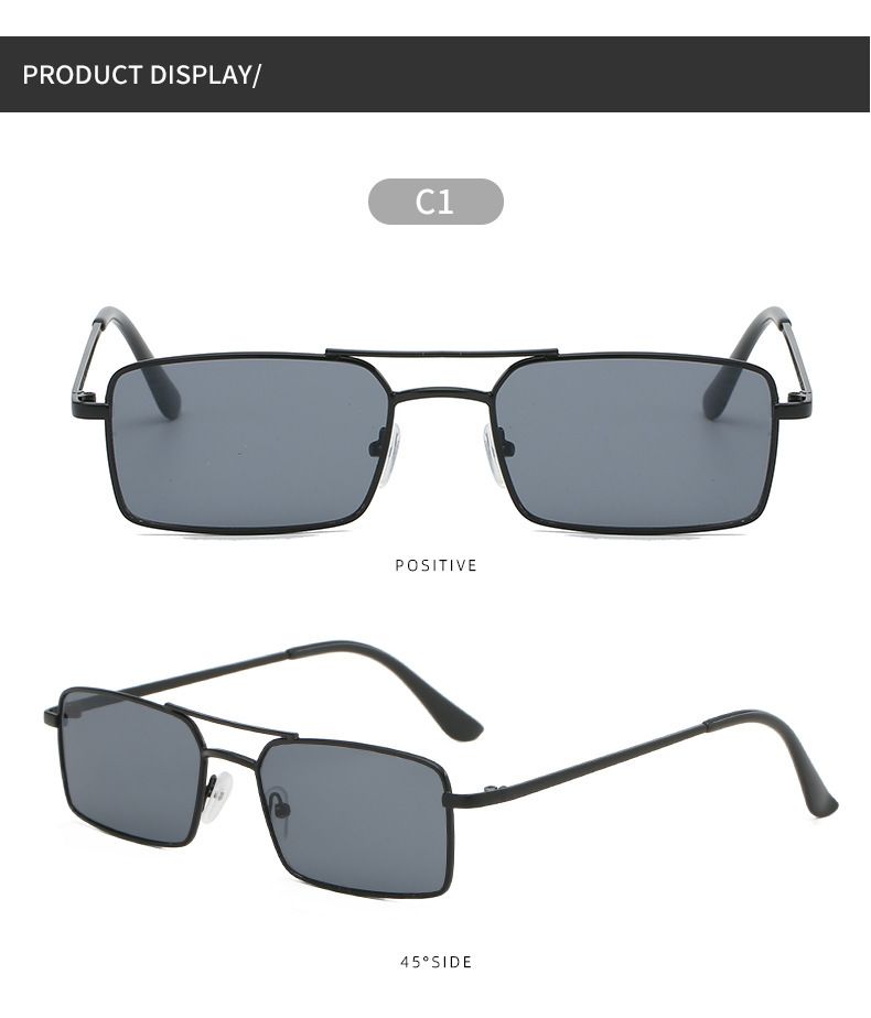 Dupla gerendás, négyzet alakú fém napszemüveg, divatos, minden egyezésű személyiségű napszemüveg férfiaknak és nőknek_voghion.com