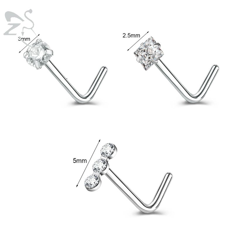 3-4 Stück/Set Nasenpiercings aus goldfarbenem Edelstahl, Herz-, Stern- und runde Kristall-Nasenpiercings, L-Form, 18 g/20 g_voghion.com
