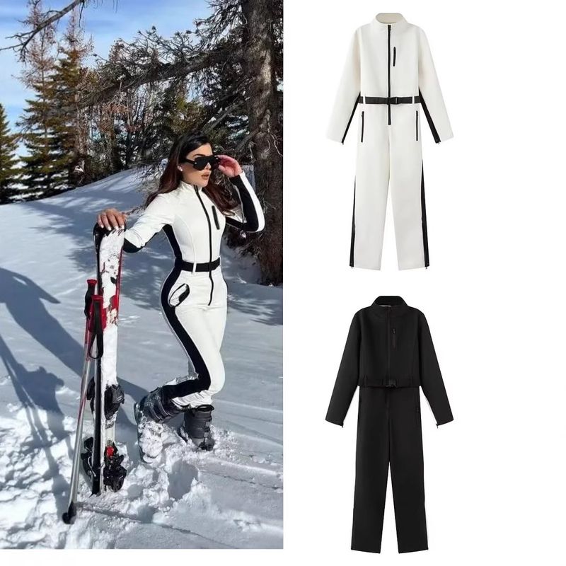 Chaqueta de esquí de algodón con mono ceñido versátil de moda_voghion.com