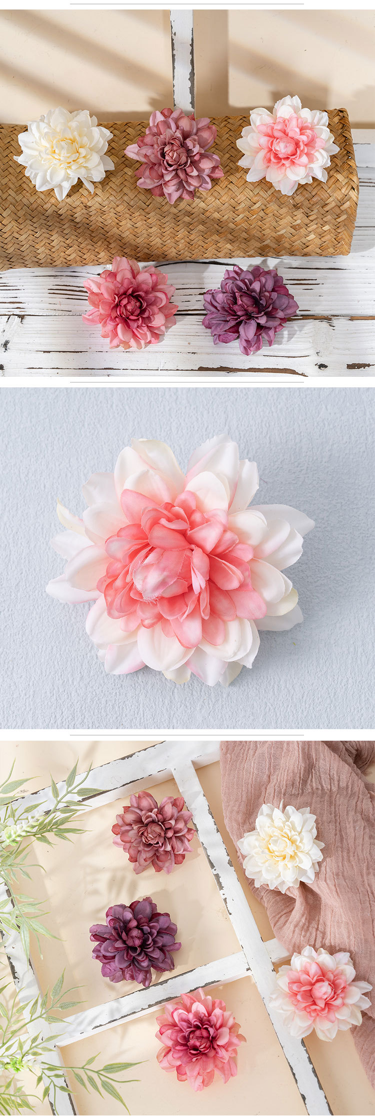 Pianta verde Chaowu dalia testa di fiore produttore di fiori artificiali transfrontalieri fiore decorazione di nozze all'ingrosso MW07304_voghion.com