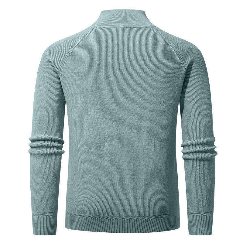 Rippstrickpullover für Herren – Pullover mit Stehkragen und Halbreißverschluss (verdickte Polyestermischung, schmale Passform, unverzichtbar für die Winter-Streetwear)_voghion.com