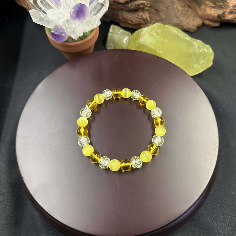 Xiyin Cat's Eye Stone And Yellow Crystal Three Types Bracelet Direct Sale_voghion.com