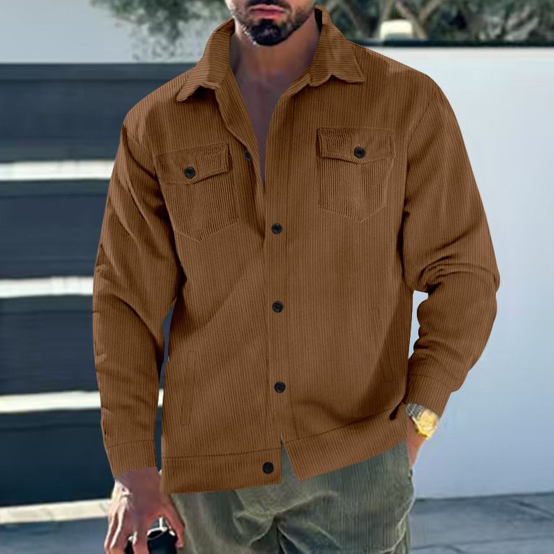 Men's Corduroy Jacket – Single-Breasted Notch Lapel, Breathable & Wrinkle-Resistant, Multi-Pocket Casual Blazer (S-XXXL, Autumn Essential)_voghion.com