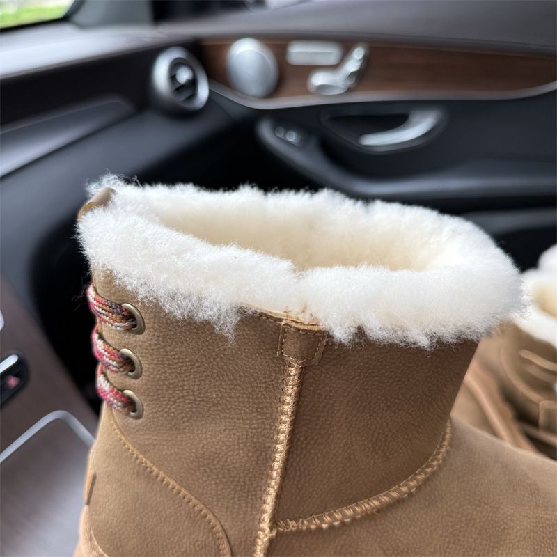 Neue Schneestiefel für Damen im Winter 2025 mit dicker Sohle, gewebter Riemen, Rindsleder, Wolle, verdicktes Fleece, warme Schuhe_voghion.com