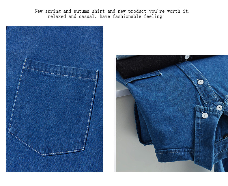 Außenhandel Frühling und Herbst reine Baumwolle gewaschen Jeanshemd langärmelige trendige vielseitige Herren Arbeitshemd japanische Freizeitjacke_voghion.com