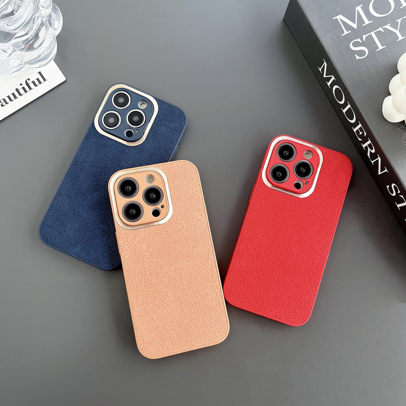 Υφή δέρματος σε σχήμα φεγγαριού κατάλληλη για θήκη κινητού τηλεφώνου iPhone 14, μεταλλικός φακός Apple 13 Promax 12, αντιολισθητικός 11, μονόχρωμος XR_voghion.com