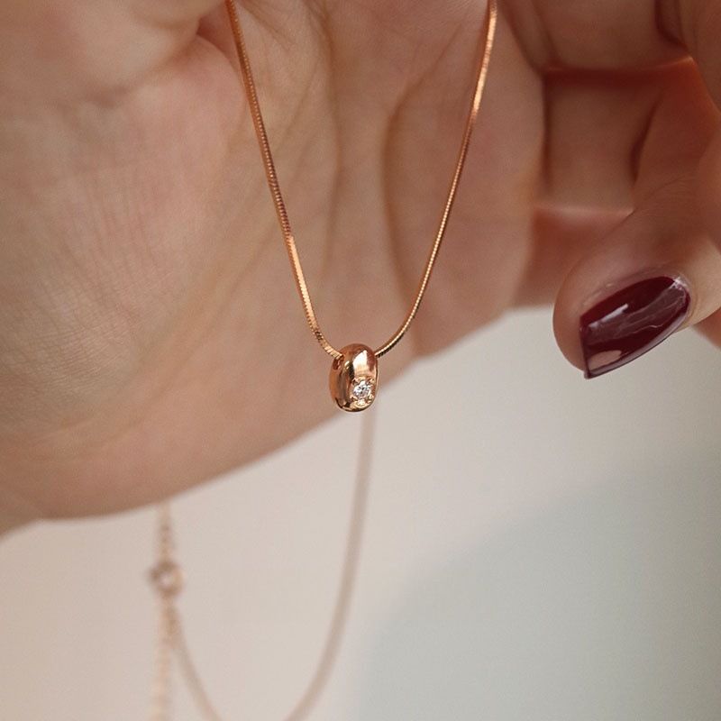 Collana con berretto geometrico minimalista da donna in argento sterling S925, semplice, di alta qualità, versatile, con catena per clavicola, all'ingrosso_voghion.com