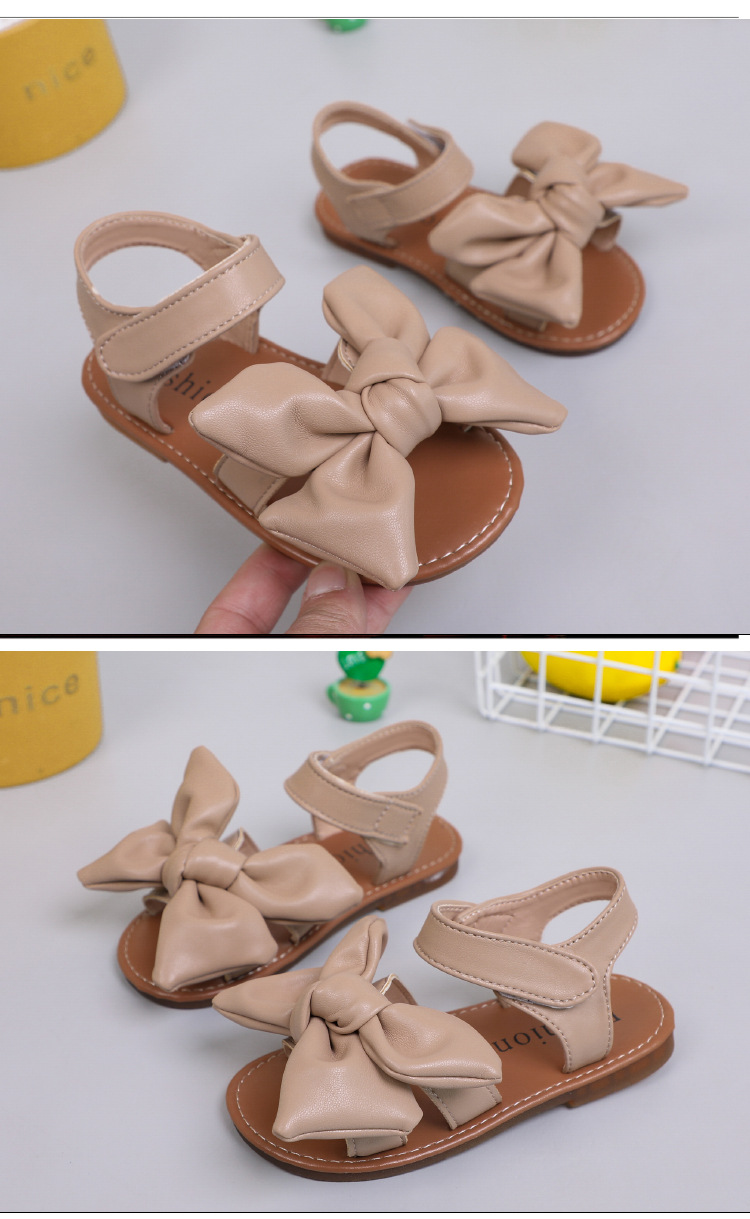 Sandales d'été pour enfants, nouvelle édition coréenne, chaussures de plage à bout ouvert avec nœud pour fille, princesse bébé, semelle souple, lot, 2024_voghion.com
