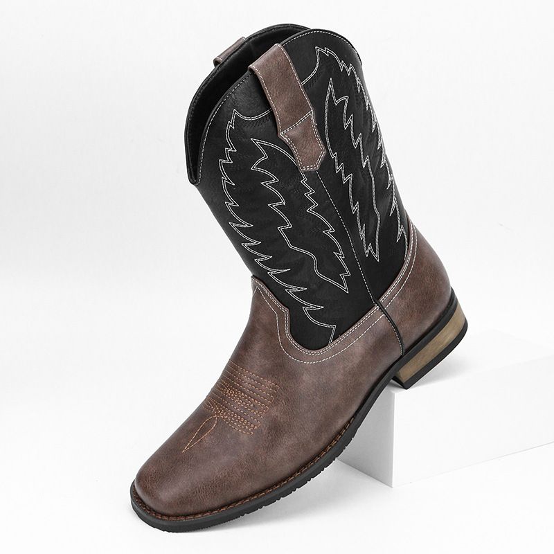 Ghete de cowboy western, pantofi bărbătești cu vârf pătrat, produse noi recomandate pentru 2025_voghion.com
