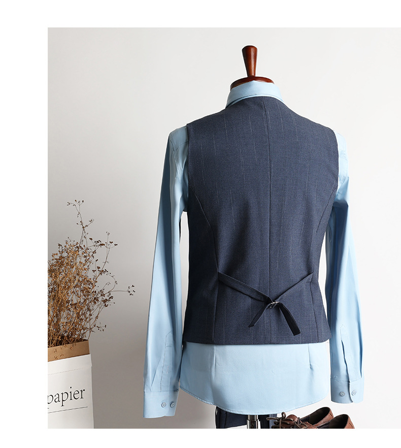 Dreiteiliges Slim Fit-Anzugset für Herren mit blauen Streifen – Eleganter Hochzeits- und Businessanzug mit Weste und Hose_voghion.com