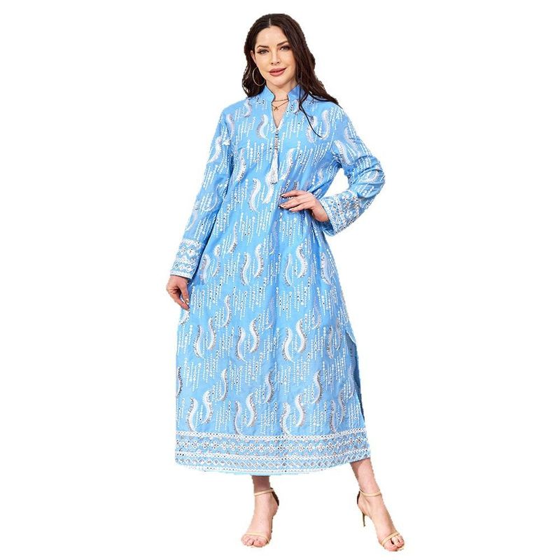 New Beaded Robe Clothing Factory Long Muslim Ethnic Style Zhai Festival Dress_voghion.com