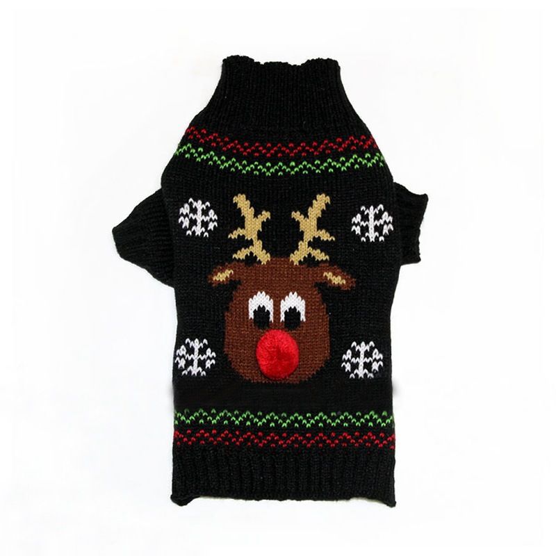 Christmas pet Clothing Red Nose Deer pet sweater Poodle Teddy Small medium large dog sweater_voghion.com
