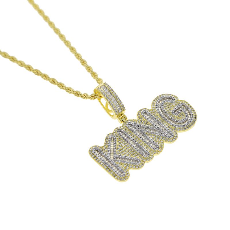 Collier Hip Hop New KING avec pendentif en forme de lettre et plein de diamants pour homme_voghion.com