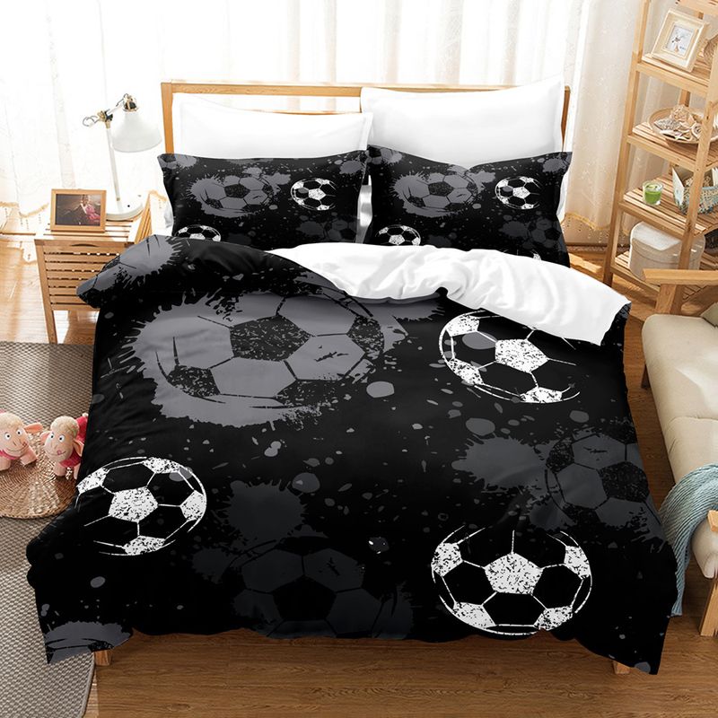 Fußball-Druck Dreiteiliges Set 3D Digital Bettwäsche Set Bettlaken Quilt Set Zweiteiliges Set_voghion.com