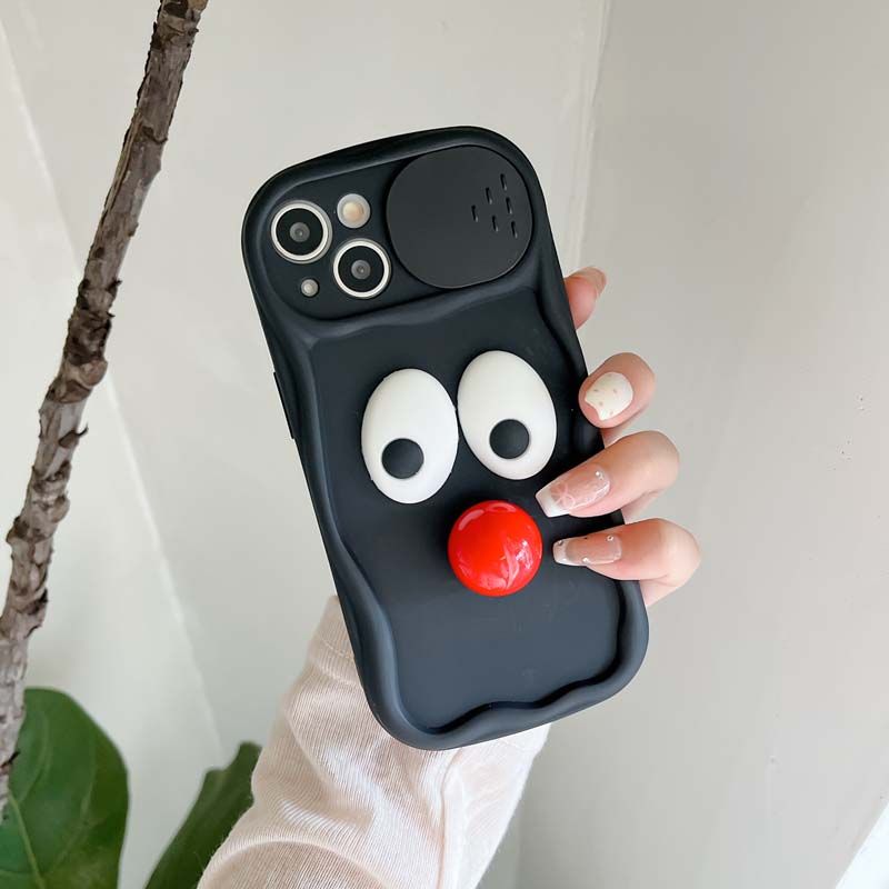 Cartoon Eyes Wrist Strap Soft Cover for iPhone 16 14 Pro Max 15 Plus Camera Lens Protective Cover for iPhone 11 12 13 14 15 Pro Max_voghion.com