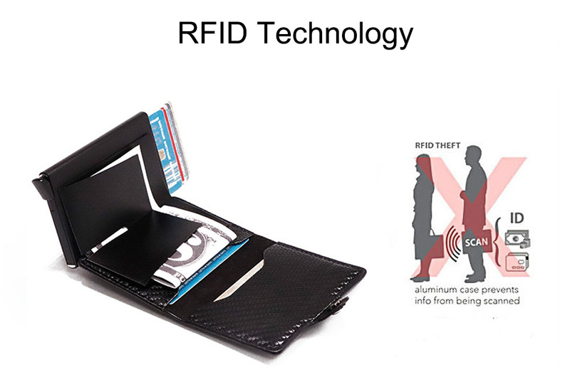 Vlastní RFID držák na karty peněženka se zipem kapsa na mince z uhlíkových vláken kožený držák na kreditní karty pánská tenká peněženka_voghion.com