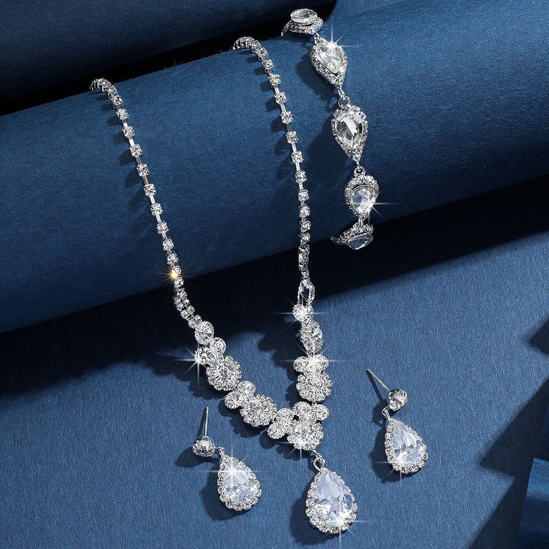 Set di gioielli da donna, set di gioielli da sposa alla moda, collana di alta qualità, orecchini, bracciale, abito da sposa, lusso, elegante, accessori coordinati_voghion.com