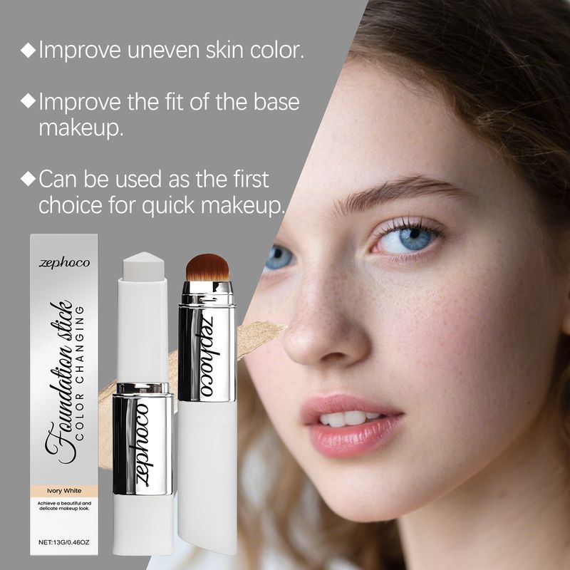Zephoco Elfenbeinweißer Concealer, farbwechselnder Foundation-Stick, feuchtigkeitsspendend, zart, täglich feuchtigkeitsspendend, natürlich, matt, klar_voghion.com