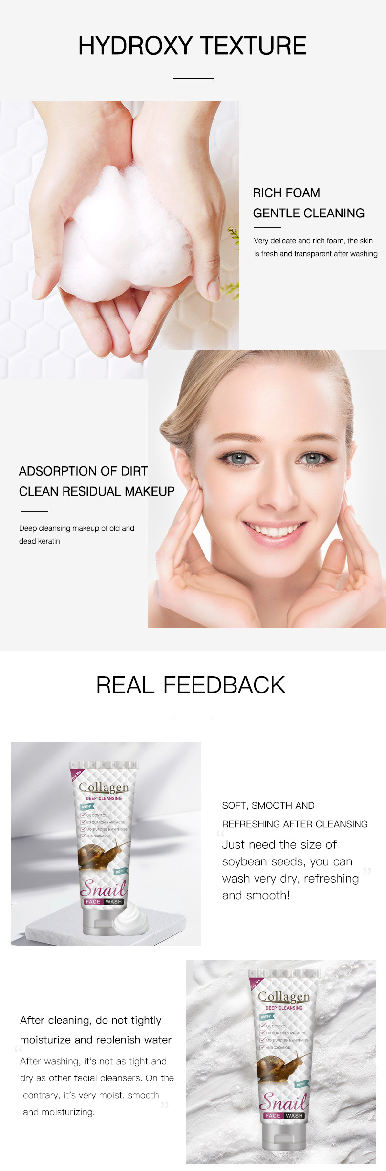 Detergente viso al collagene Peimeii Bone Snail_voghion.com