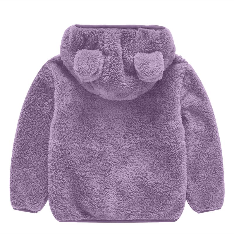 Abrigo con orejas de oso para bebés y niños pequeños, chaqueta con capucha de color liso, suéter de lana para niños_voghion.com