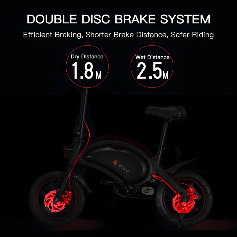 DYU D3F 14 tommer folde elcykel mini folde elcykel 36V 250W 10AH voksen Ebike Power Assist udendørs IP54 EUStock_voghion.com