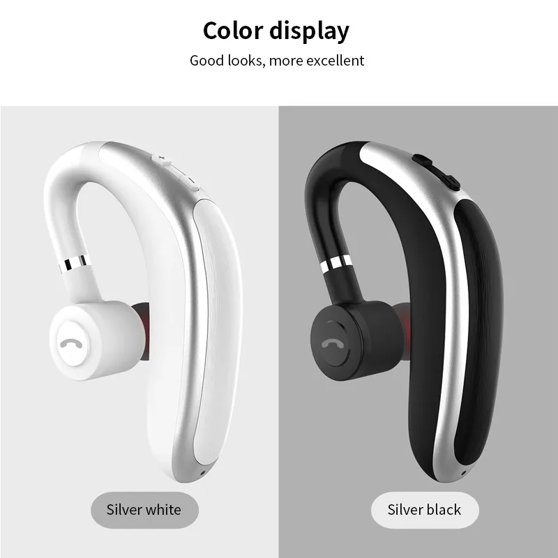 Single Ear Bluetooth 5.0 Headset With Mic Car Business Wireless Headphone Ear Hook In-Ear Earbuds Nosie Reduction Clear Call_voghion.com