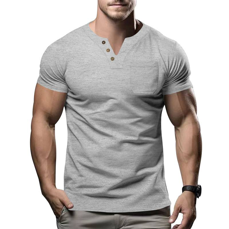 Heißer Sommer Neue männer Casual T-shirt V-ausschnitt Mode Schlanke männer Kurzarm Top_voghion.com