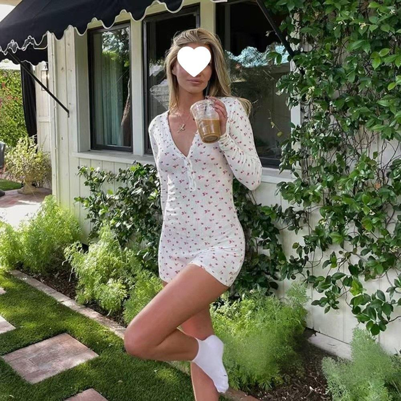 Intimo da donna, tuta intera, pantaloncini, top da donna, stile da donna con bottoni, colletto semiaperto Pure Hot Girl_voghion.com