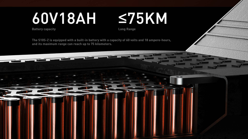 Składany terenowy elektryczny skuter JOYOR S10-S-Z wersja 2024, 2*1000 W 60 V 18 Ah (1080 Wh) 85 KM 60 km/h, kierunkowskaz, opony 10"*3"_voghion.com