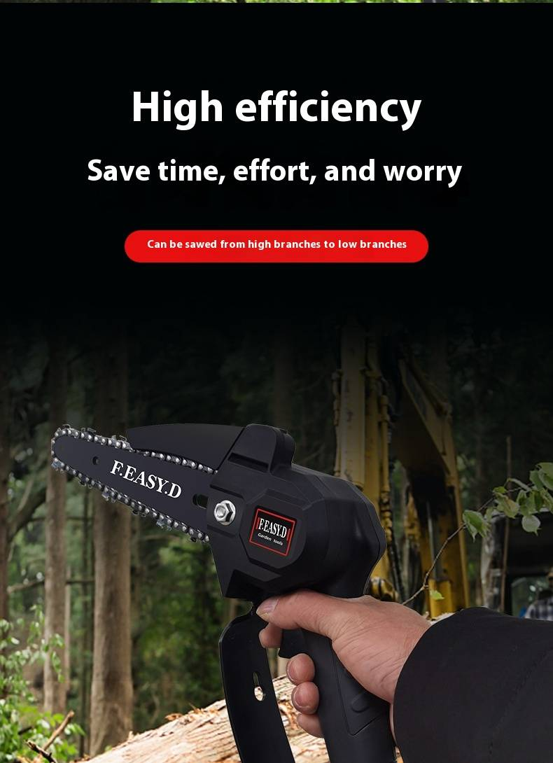 Cordless Mini Chainsaw With Lithium Battery - Lightweight Handheld Electric Saw For Tree Pruning, Branch Cutting & Woodworking - SK5 Chain_voghion.com