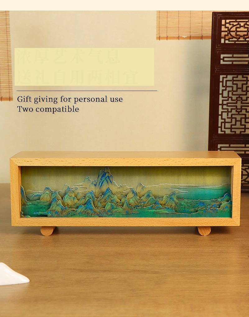 Qianli Jiangshan Pat Light Office Desktop Decoration Ornaments Creative Cultural Gift Customized 3D Wood Carving Night Light_voghion.com