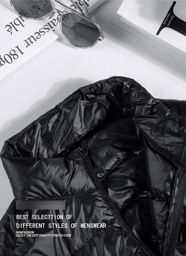 Men's Lightweight Stand Collar Down Jacket - 550fp White Duck Feather, Slim Fit Short Coat For Sports & Casual, Black/Navy/Red/Blue/Gray, M-6xl_voghion.com