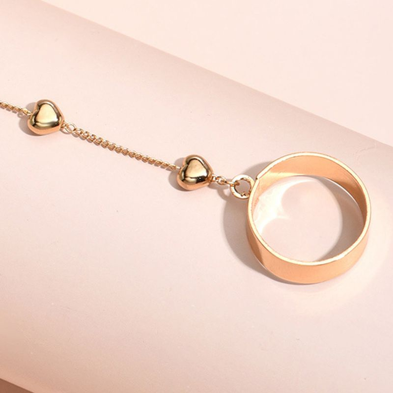 Shuosbai – Bracelet en alliage de couleur unie pour femmes, anneau robuste en forme de cœur, ensemble de chaîne à main, bijoux de bal_voghion.com