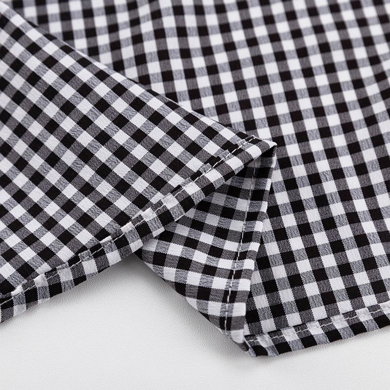 Mumaroho 2023 Autunno Inverno Donna Vintage Camicia a Quadri Oversize Nera Manica Lunga Vestibilità Ampia Camicetta Donna_voghion.com