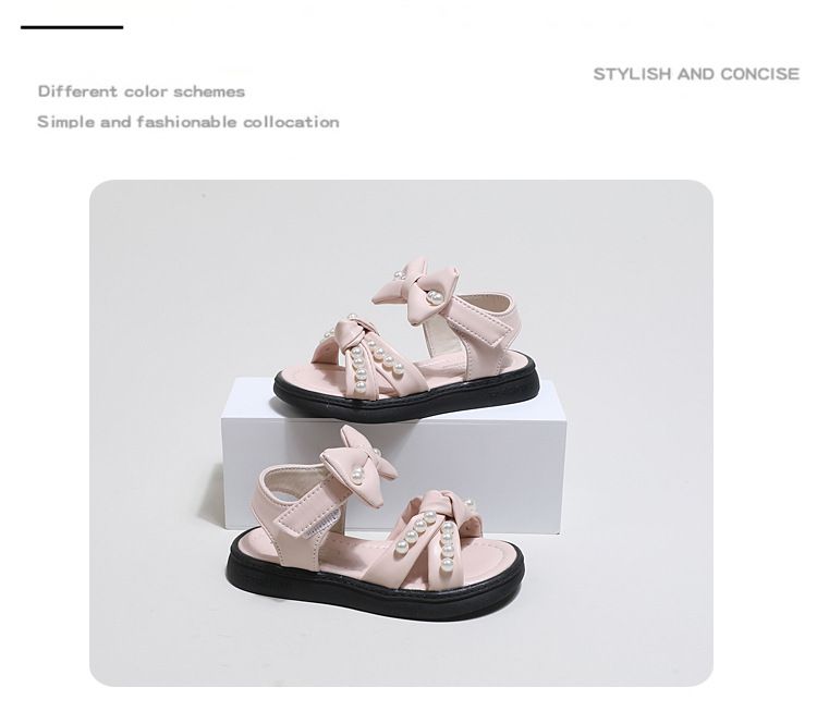 Mother & Kids Cross-border girls bow princess sandals 2024 summer new Korean soft-soled shoes children's open-toed beach shoes_voghion.com