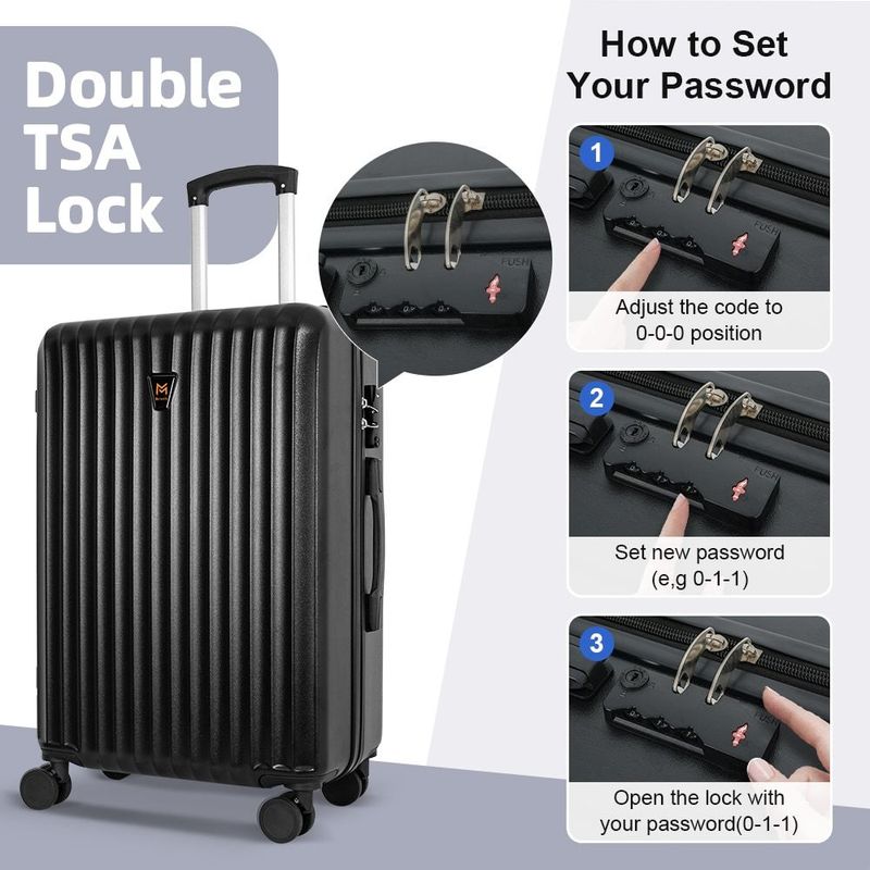3pcs Luggage Set – Sturdy Hard Shell Suitcase Set, Double Spinner Wheels, Large Capacity Travel Trolley Case, Includes 3pc U-Shaped Travel Pillow Set, Ideal For Business & Leisure Travel_voghion.com