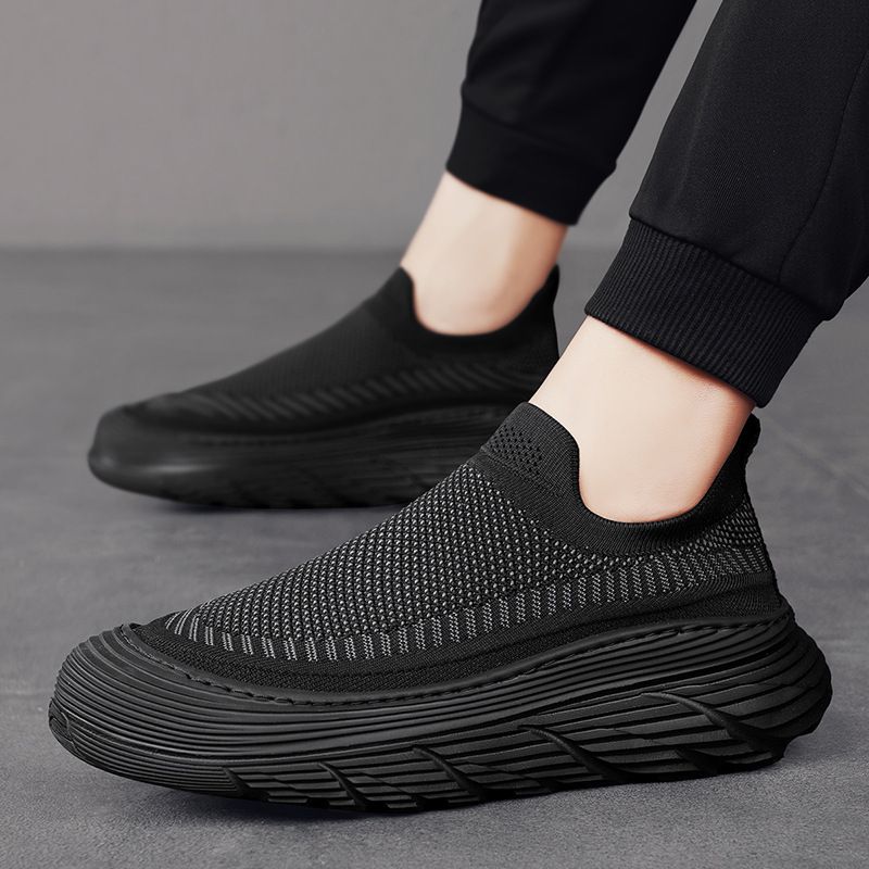 Unbeatable Quality 2024 Summer Thick Soled Fly Woven Breathable Men's Shoes, Niche Lightweight Casual Sports Board Shoes_voghion.com