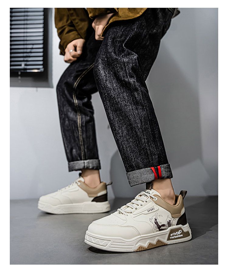 Men's Shoes Little White Shoes Male Students Versatile Platform Sneakers Casual Board Shoes Trendy Shoes_voghion.com